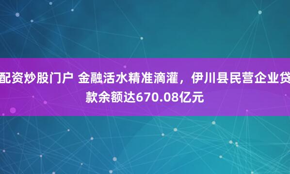 配资炒股门户 金融活水精准滴灌，伊川县民营企业贷款余额达670.08亿元