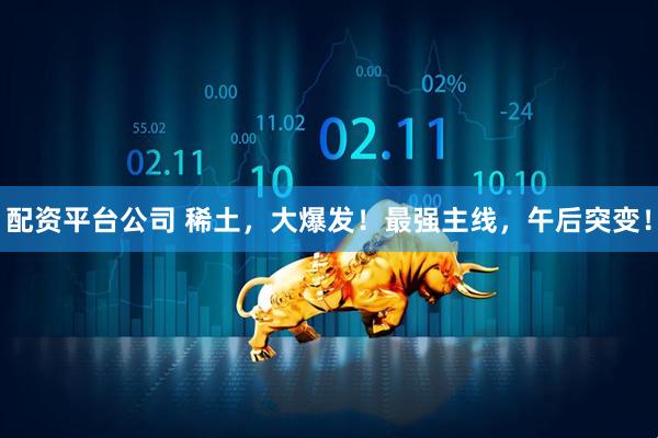 配资平台公司 稀土，大爆发！最强主线，午后突变！